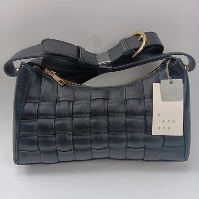 Handbag - A New Day - Black Woven Quilted Convertible Crossbody-Shoulder Purse - Image 1 of 4