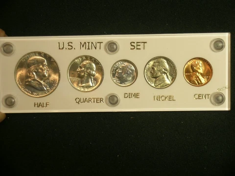 1957-D Brilliant Uncirculated Coin Year Set White Capital Holder Denver Mint Cover