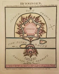 Antique Map HUNNIGEN Huningue Alsace France Germany Hand Colored Luffman 1801 - Bild 1 von 5