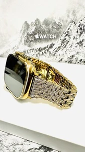 49MM Apple Watch ULTRA 2 Custom Polished GOLD Anodized Diamond Link Band GPS LTE - Picture 1 of 6