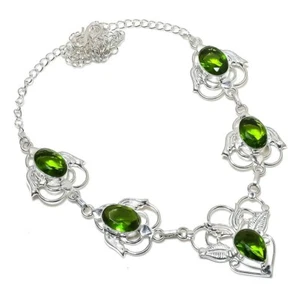 Green Peridot Gemstone Handmade 925 Sterling Silver Jewelry Necklaces Size 18" - Picture 1 of 1