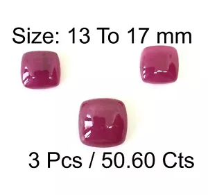 Cuscino Rubino 50,60 Ct Misura da 13 a 17 mm Lotto di 3 Pezzi per Ciondolo, Set Orecchini 5061 - Foto 1 di 5
