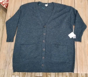 a.n.a A New Approach Cardigan Green V-Neck Button Knit Long Sleeve Pockets 3X - Picture 1 of 12