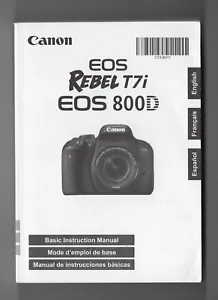 Canon EOS Rebel T7i / 800D Digital Camera Instruction Manual / User Guide - Picture 1 of 6