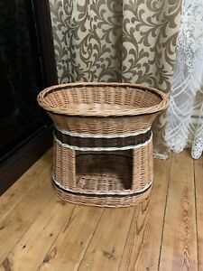 wicker pet carrier rattan cat bed basket willow cat lover house dog woven 