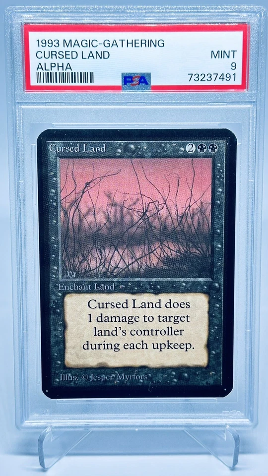 MTG Alpha Cursed Land PSA 9 Mint 1993 Graded Vintage Magic Uncommon -GradedAlpha - Image 1 of 2