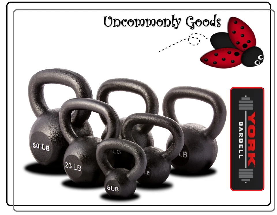 *GRADO PROFESIONAL* YORK 5 LB - 80 LB KETTLEBELL DE HIERRO FUNDIDO NEGRO INDIVIDUALES Foto 1 de 2