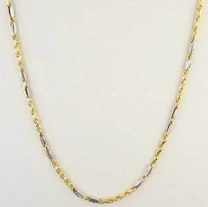 10K TWO TONE 2.5MM STUNNING DE VINCI ROPE CHAIN FREE SHIPPING FREE  - Picture 1 of 3