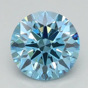 1.00 Cts Fancy Vivid Blue Color VVS2 ROUND Cut IGI Certified CVD Diamond - Picture 1 of 12