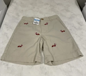 J.McLaughlin Oliver Shorts Truck American Flag Embroidered Khaki Boys Sz 5 NWT - Picture 1 of 9