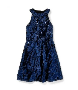 New SUGAR AND JADE Childrens Place Blue Sequin Party Dress Holiday 10 - Picture 1 of 6