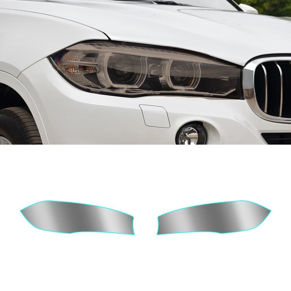 Car Headlight TPU Film Protector Sheet Sticker Pre-Cut Shape For BMW X5 F15 Foto 1 de 4
