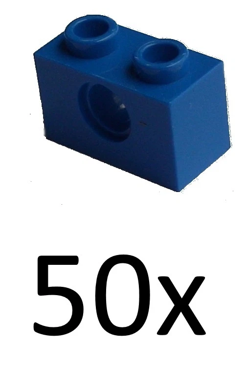 Lego 50 blaue Techniksteine 1x2 mit Loch (3700) Neu Steine in blau  - Bild 1 von 1