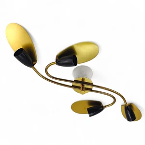 Midcentury Deckenleuchte 4-flammig - Deckenlampe - Messing & Bakelit - Vintage - Bild 1 von 10