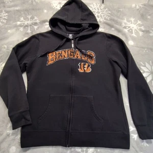 Vtg Y2K Cincinnati Bengals Women's Full Zip Hoodie Sweatshirt Jacket L - Picture 1 of 10