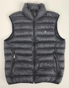 Polo Ralph Lauren Chaleco acolchado ligero para hombre Medio Cremallera completa Poni Negro - Imagen 1 de 13