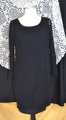 Gr.44: Vera Mont, elegantes Abendkleid schwarz, mit Spitzenärmel Silvester - Bild 1 von 4