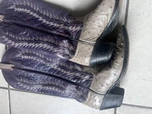 Vintage LARRY MAHAN Womens Cowboy Boots Size7B Tall Purple Leather Western - Picture 1 of 15