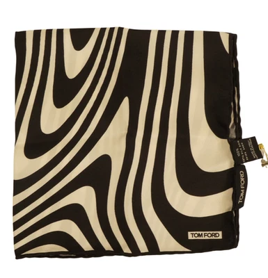 Новый с Ярлыками TOM FORD черный и белый полоски шелк карман квадратный Италии 16" - Изображение 1 из 4