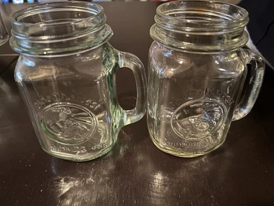(2) Juego de 2 tazas de vidrio vintage de tarros de GOLDEN COSECH Foto 1 de 4