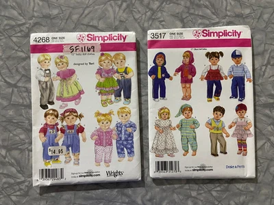 Simplicity 15” Doll Clothes Sewing Patterns Lot Of 2 Uncut 4268 and 3517 - Image 1 of 4