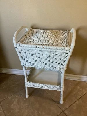 Антикварная корзина для рукоделия/шитья / подставка для рассады плетеная полка из ротанга и коробка для хранения - Изображение 1 из 4