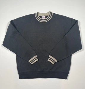 Suéter Vintage College House Para Hombre Grande Negro Crema Rayas Cuello Redondo EE. UU. 90s - Imagen 1 de 4