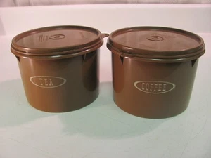 2 Vintage Tupperware Kaffee & Tee Kanister mit Deckel braun 238 - Bild 1 von 8