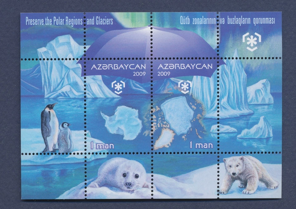 AZERBAIYÁN - Scott 894 - MNH S/S - Pingüino de Groenlandia, pájaro, oso, foca - 2009 Foto 1 de 1