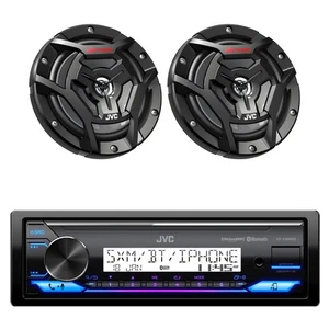 JVC Single DIN Marine Bluetooth Stereo Receiver, 2x 6.5" 150W Black Speakers - Picture 1 of 5