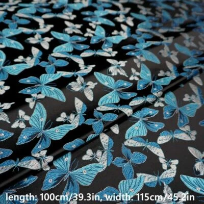 Brocade Damask Satin Fabric Cloth Butterfly Print for Cheongsam Han Clothing - Image 1 of 4