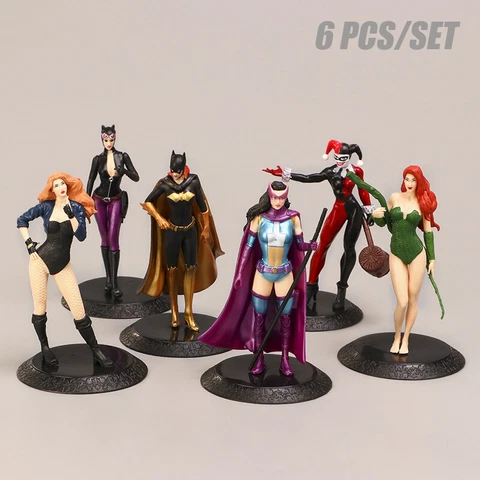 6PCS Justice League Catwoman Batwoman Black Canary Harley Quinn Figurine Figure Cover