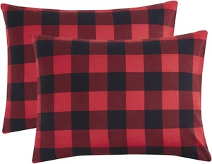 - Plaid Pillow Cases, 100% Washed Cotton, Buffalo Check Gingham Checkered Farmho - Picture 1 of 3