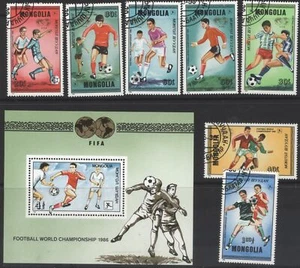 Mongolia 1982 Spain World Cup Football Championships - 6 values + MS, used - Picture 1 of 1
