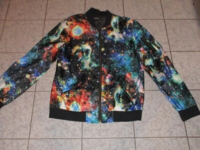 Chaqueta cortavientos Galaxy de carbono para hombre talla grande cremallera completa bolsillos Foto 1 de 4