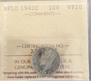 Newfoundland - 10 Cents - 1941C - ICCS Certified - VF-20 - Picture 1 of 3