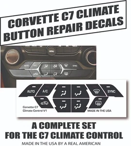 Juego de calcomanías de reparación de botones de control de clima Corvette C7 - Imagen 1 de 3