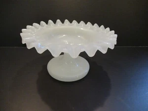 Blown Glass Clambroth Footed Candy Dish Ruffled Rim Pontil Beaumont? - Picture 1 of 11