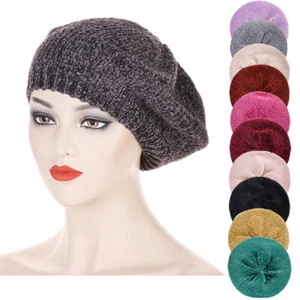 Fashion Women Warm Beret Hat Knitted Crochet Baggy Beanies Cap Hats French Style - Picture 1 of 24