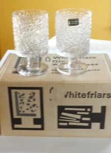 6 bicchieri da vino nuovi MCM Modern Whitefriars UK Glacier M142 Baxter grandi cristallo - Foto 1 di 12