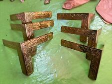Vintage Chinese Brass Decorative Corner Appliqués for Woodworking lot of 6