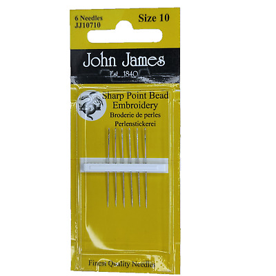 Paquete De 6 Agujas Bordadas De Cuentas De Punta Afilada John James Sharp • 3.71€