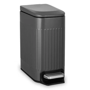 Small 1.6 Gallon Stainless Steel Trash Can With Removable Inner Bucket Grey Hand - Picture 1 of 8