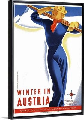 Póster artístico esquí invierno en Austria Art Deco 1930 lienzo, impresión o enmarcado Foto 1 de 4