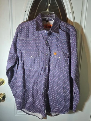 Wrangler 20X FR Shirt Mens  Flame Resistant Western Pearl Snap  Blue Size Medium - Image 1 of 4