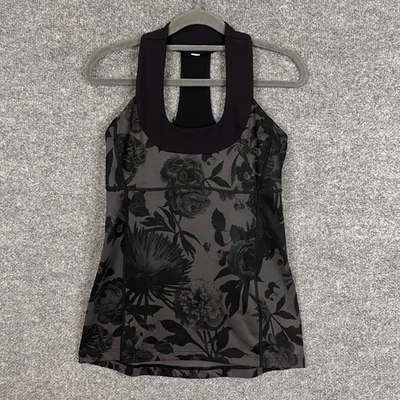 Camiseta sin mangas Lululemon gris negra con estampado floral atlética fitness mujer 6 Foto 1 de 4