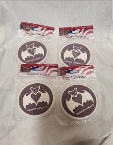 Sunset Hill Stoneware Coaster bebidas frías o calientes diseño #SAVETHEBATS Juego de 4 - Imagen 1 de 2