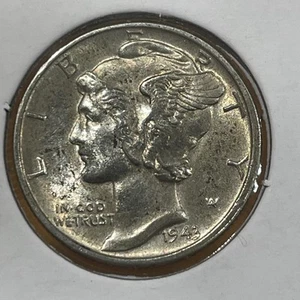 1943 10C Mercury Dime F4012 Au bella lucentezza fasce complete - Foto 1 di 2