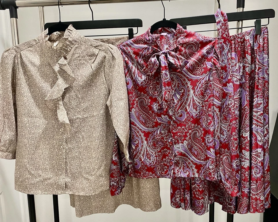 2 juegos de faldas/botones vintage de 2 piezas para mujer de los años 70 Foto 1 de 4