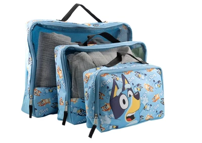 Bluey 3-Piece Packing Cube Set – Fast Forward Kids Luggage Organizers – NEW - Image 1 of 4